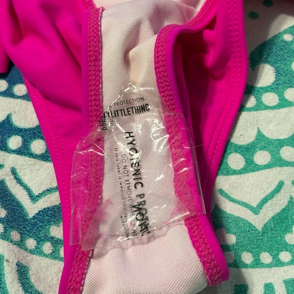 NWT PLT Hot Pink Strappy Tassel Side One Piece Swimsuit Sz 10 - Picture 5 of 6